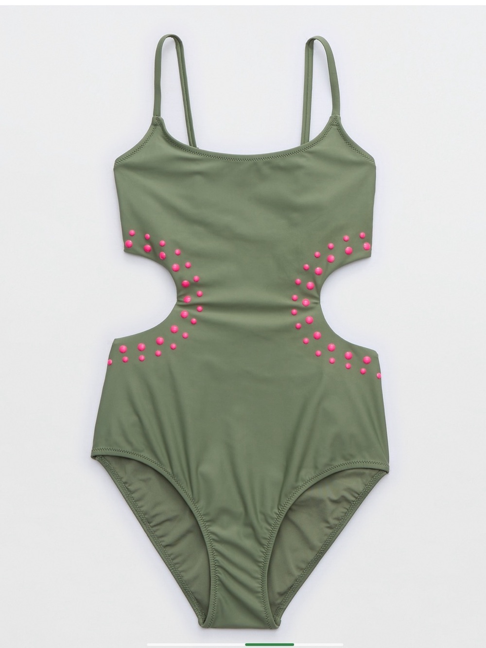 Aerie Cut Out Full Coverage
One Piece Swimsuit in Olive Fun green Size XS